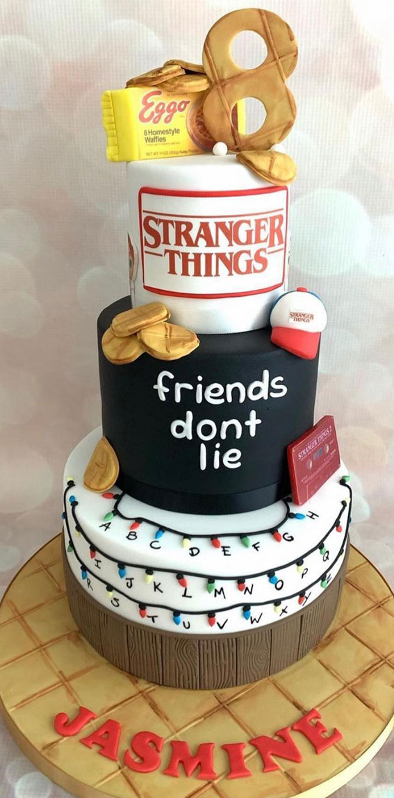 30 Stranger Things Birthday Cake Ideas : Three Tier Cake Friend Don’t Lie