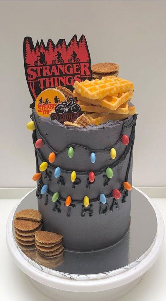 30 Stranger Things Birthday Cake Ideas : Grey Stranger Things Cake + Waffles
