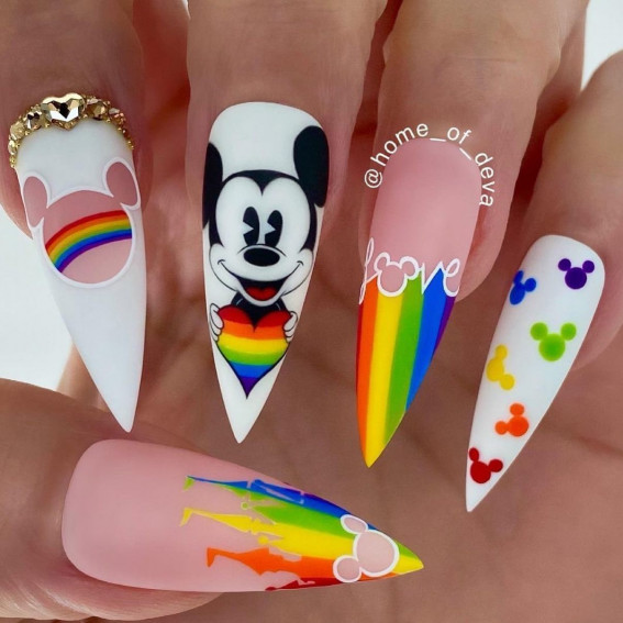 42 Mickey Mouse & Minnie Mouse Nails : Mickey Pride Stiletto Nails