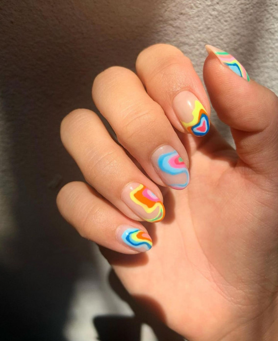 42 Psychedelic Nail Art Designs : Groovy Swirl Matte Nails