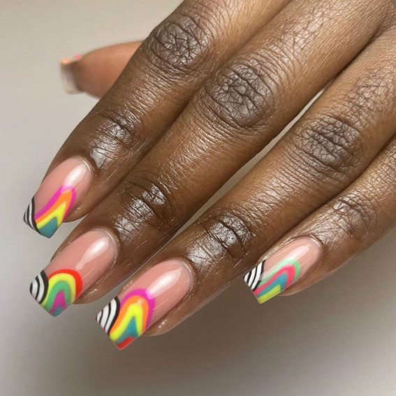42 Psychedelic Nail Art Designs : Groovy French Tip Nails