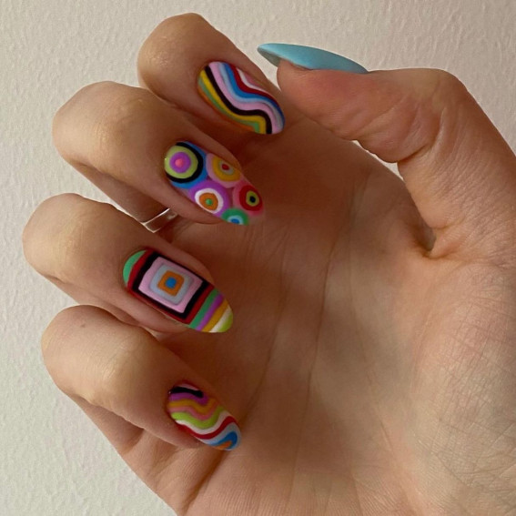 42 Psychedelic Nail Art Designs : Mix and Match Psychedelic Nails
