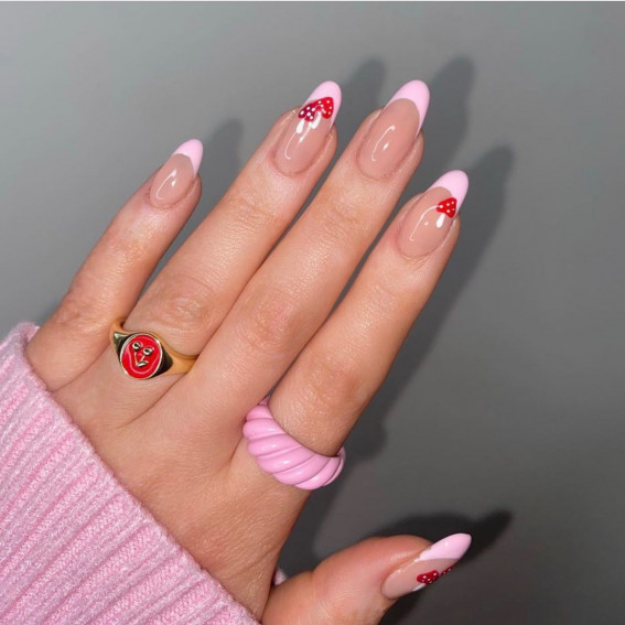 32 Mushroom Nail Art Designs : Pink French Tip Nails with Mushroom