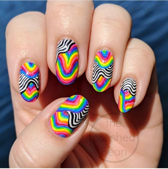 42 Psychedelic Nail Art Designs : Colorful Psychedelic Nails