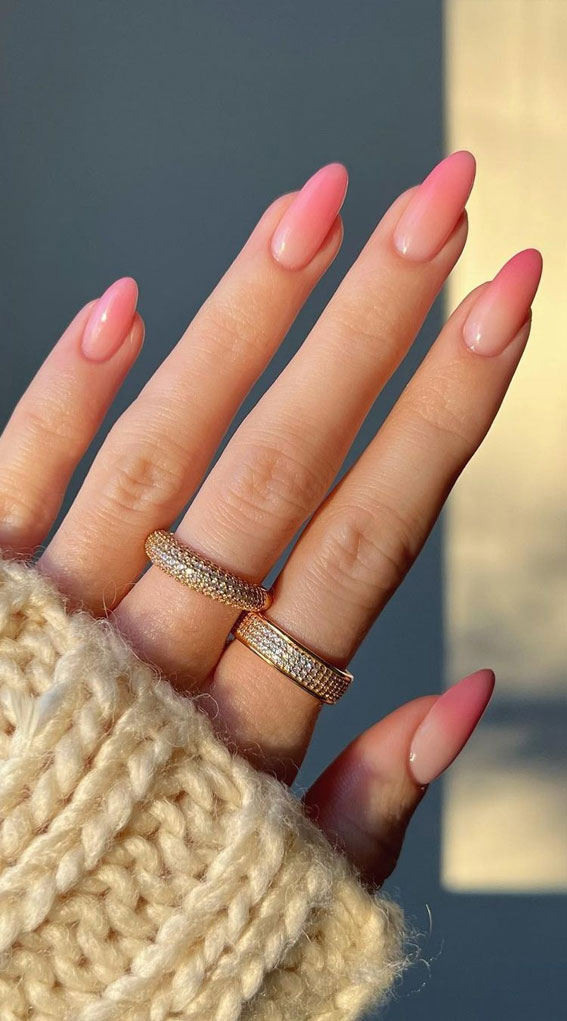 40 Stylish French Tip Nails for Any Nail Shape : Pink Ombre French Tip Nails