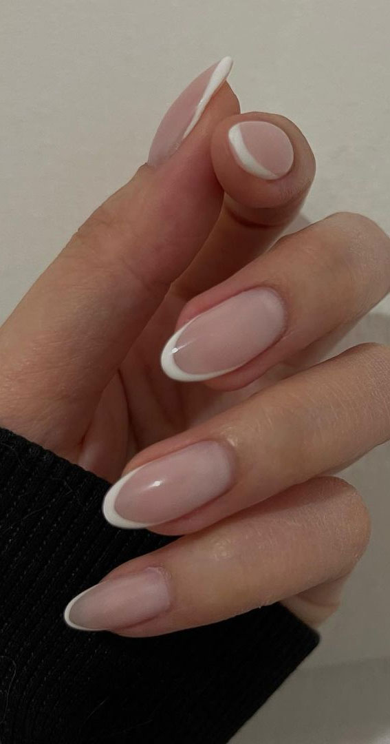 40 Stylish French Tip Nails for Any Nail Shape : Simple French Tip Almond Nails