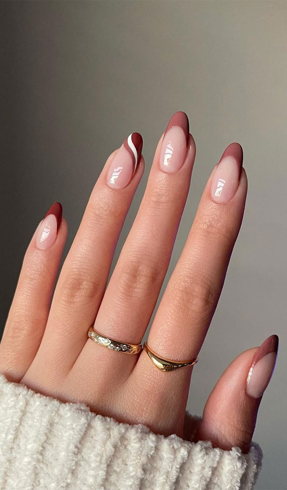 40 Stylish French Tip Nails for Any Nail Shape : Brown French Tip Nails