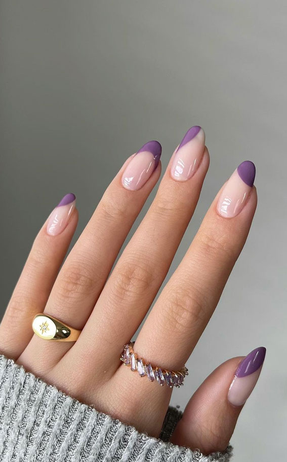 40 Stylish French Tip Nails for Any Nail Shape : Purple French Tip Nails