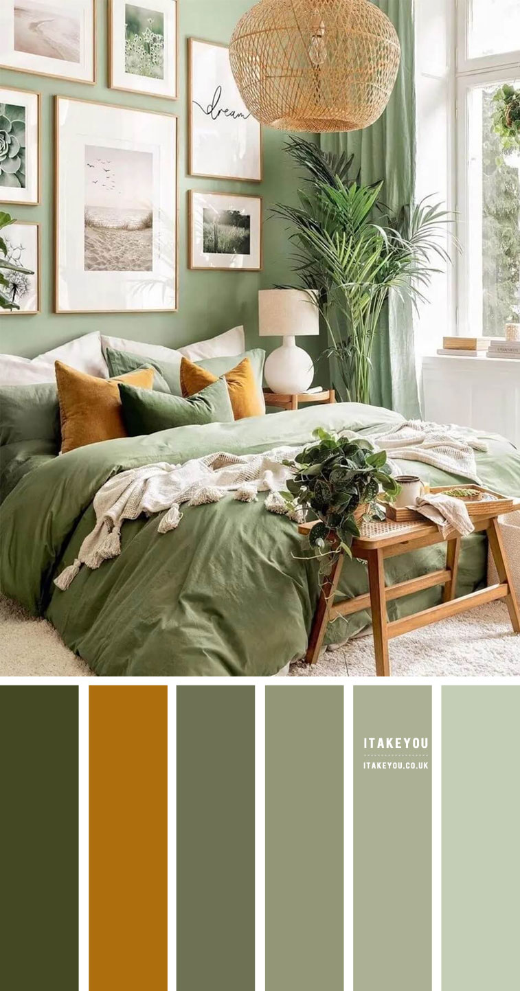 green bedroom colour palette, green bedroom colour scheme, shades of green colour for bedroom, bedroom color ideas