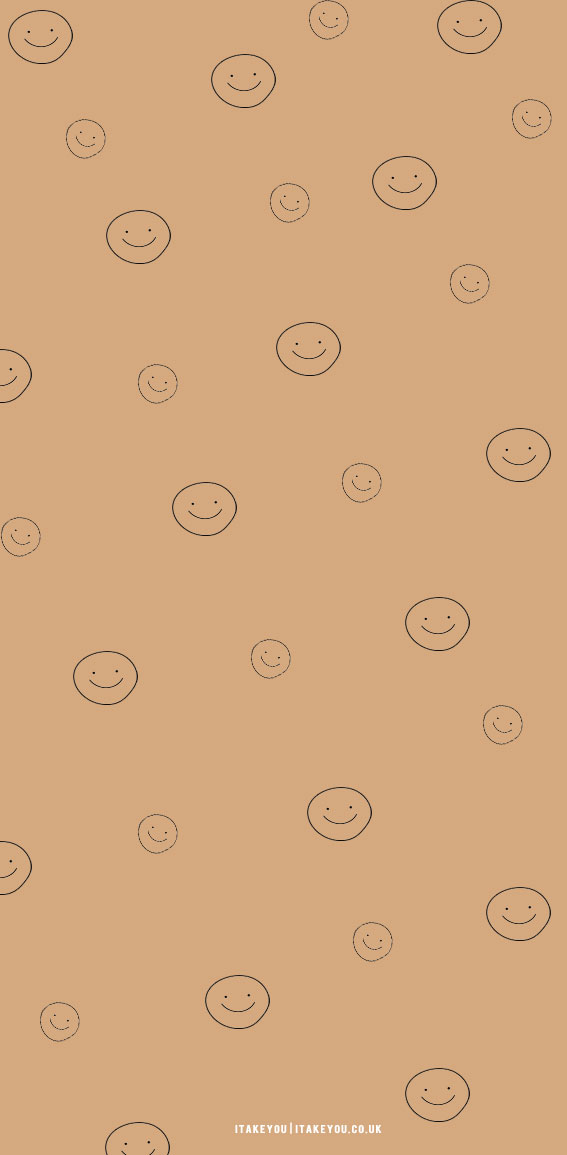 Brown Smiley Faces Fabric Wallpaper and Home Decor  Spoonflower