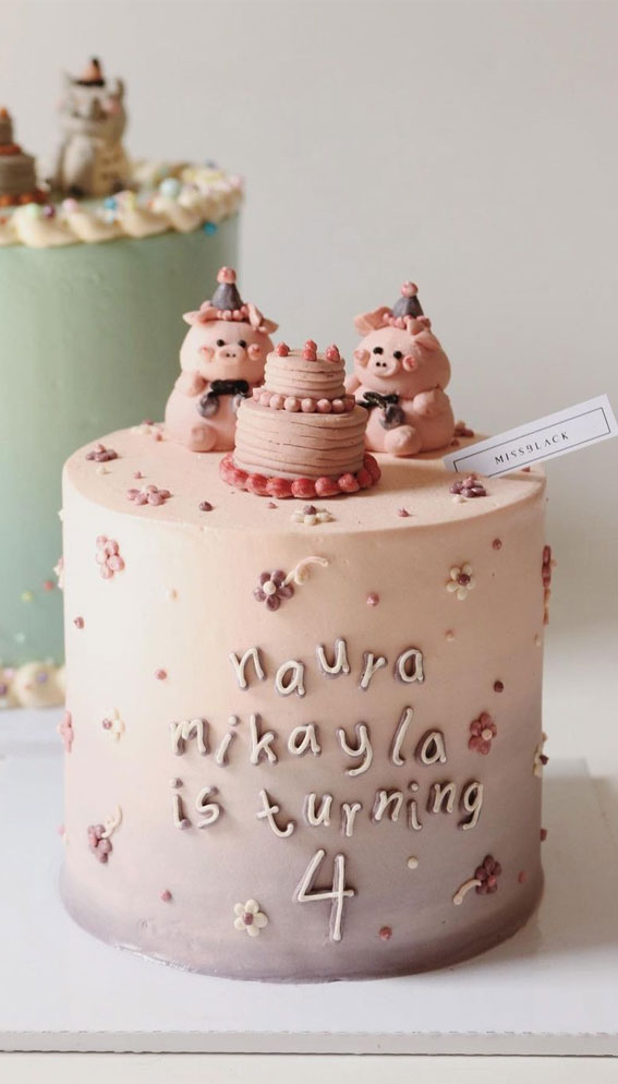 50 Cute Buttercream Cake Ideas for Any Occasion : Piggy Birthday Cake