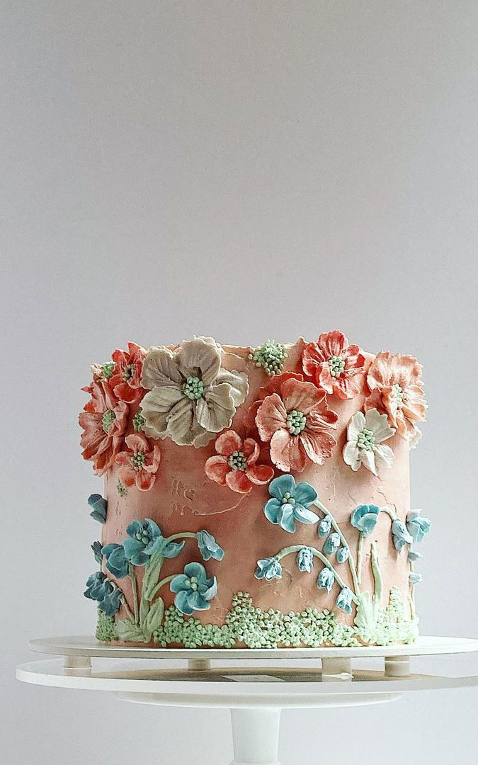 50 Cute Buttercream Cake Ideas for Any Occasion : Blossom Buttercream Cake