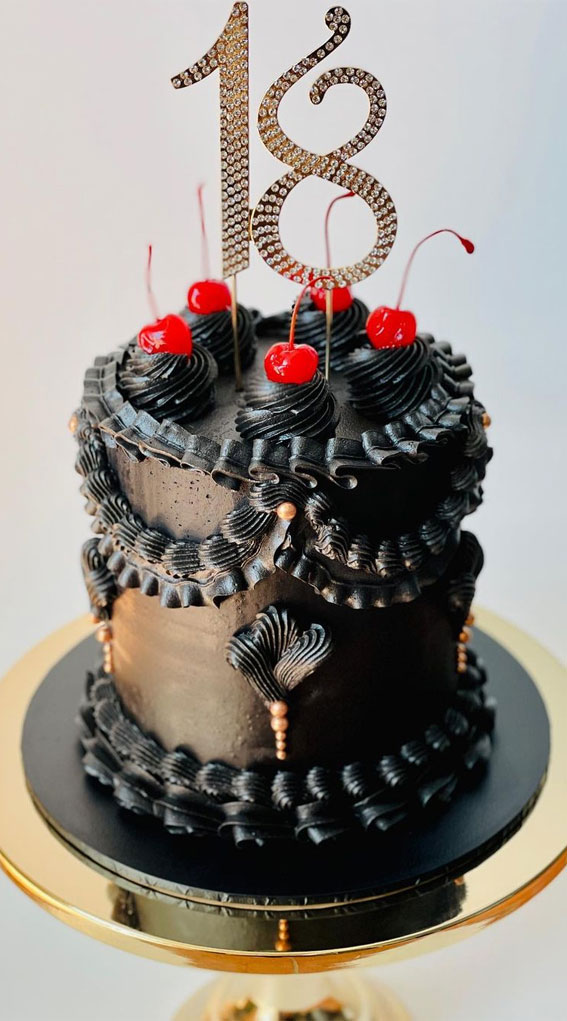 50 Cute Buttercream Cake Ideas for Any Occasion : Black Lambeth Style Cake