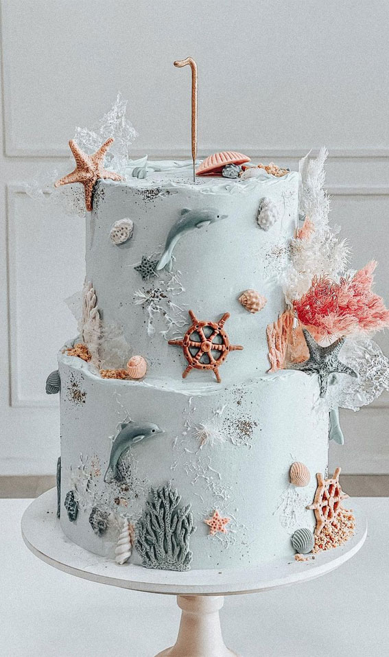 50 Cute Buttercream Cake Ideas for Any Occasion : Ocean Inspired Buttercream Cake