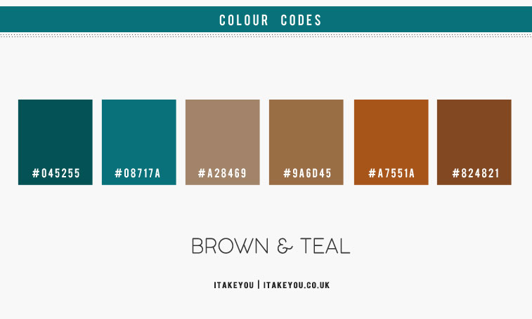 brown and teal, brown and teal colour palette, brown and teal color combo, brown and teal color scheme, fall color palette, fall color idea, autumn color combo, teal color combo