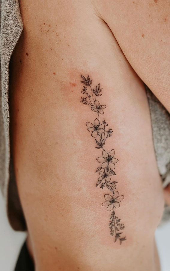 75 Unique Small Tattoo Designs & Ideas : Floral Side Piece I Take You