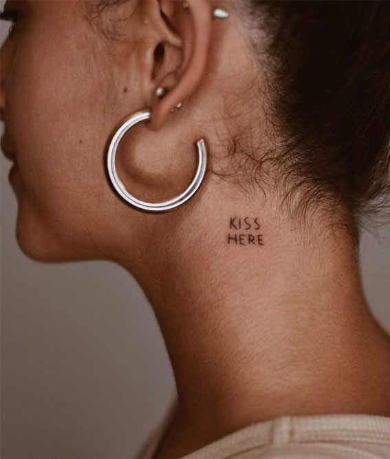 75 Unique Small Tattoo Designs & Ideas : Kiss Here Tattoo