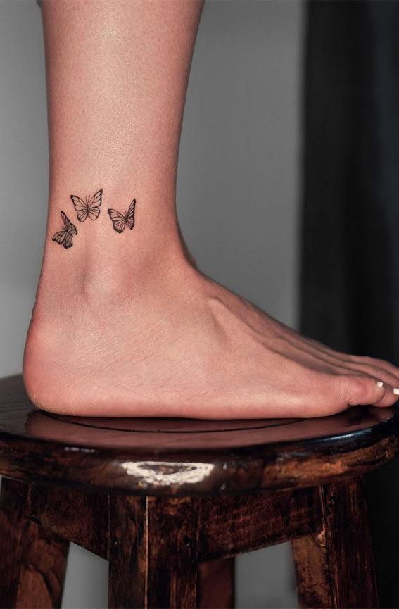 75 Unique Small Tattoo Designs & Ideas : Butterfly Ankle Tattoo I Take You