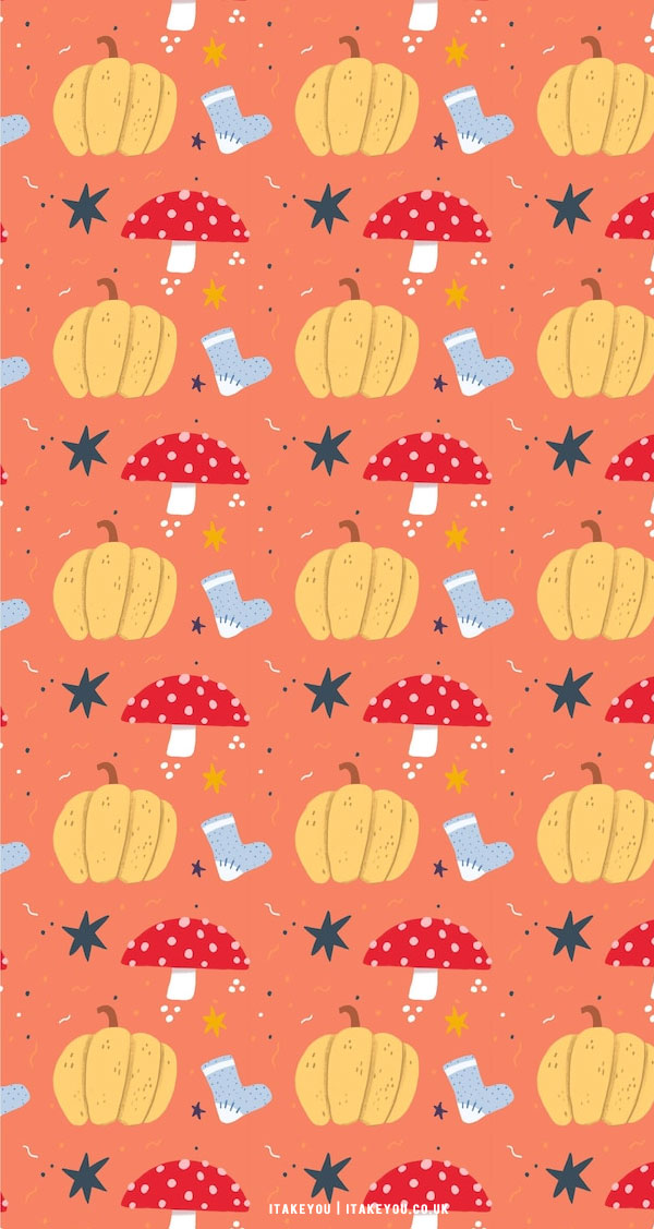 12 Cute Autumn Wallpaper Ideas : Mushroom, Pumpkin & Sock