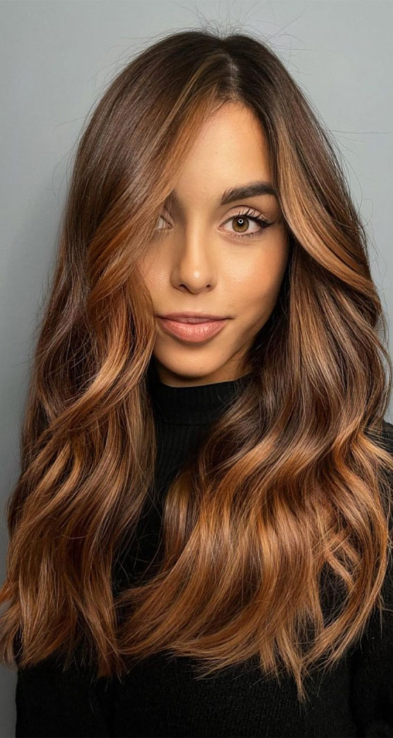 50 Stunning Hair Colour Ideas to Rock in 2022 : Chocolate Brown with Caramel