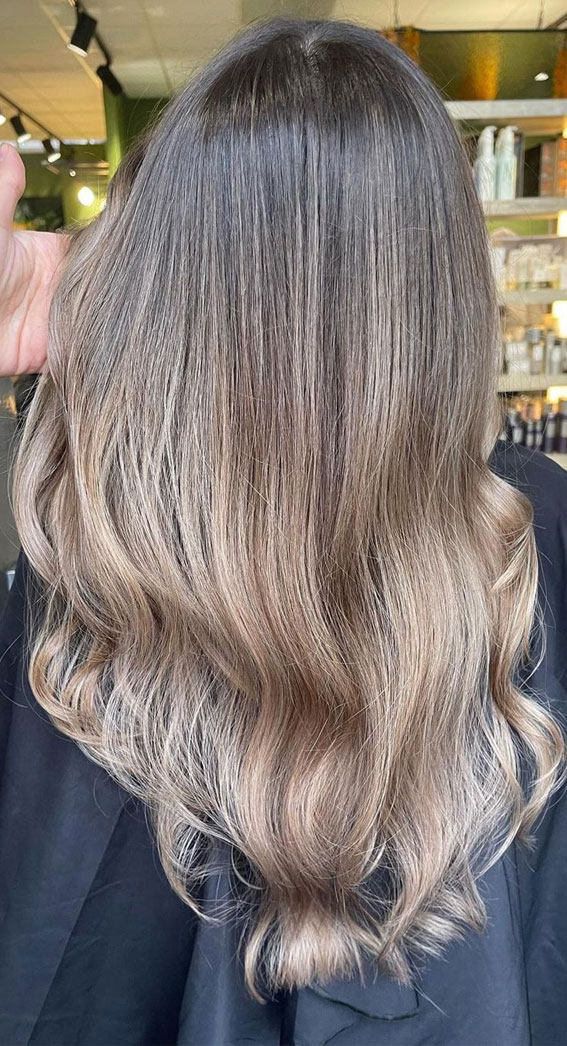 50 Stunning Hair Colour Ideas to Rock in 2022 : Ombre Brown Beige Balayage