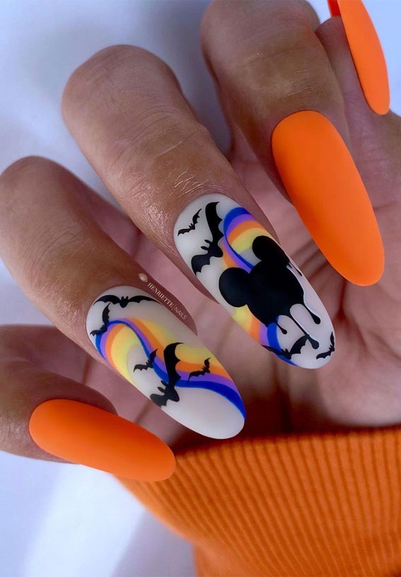 40 Cute Halloween Nail Designs : Mickey Mouse Halloween Nails