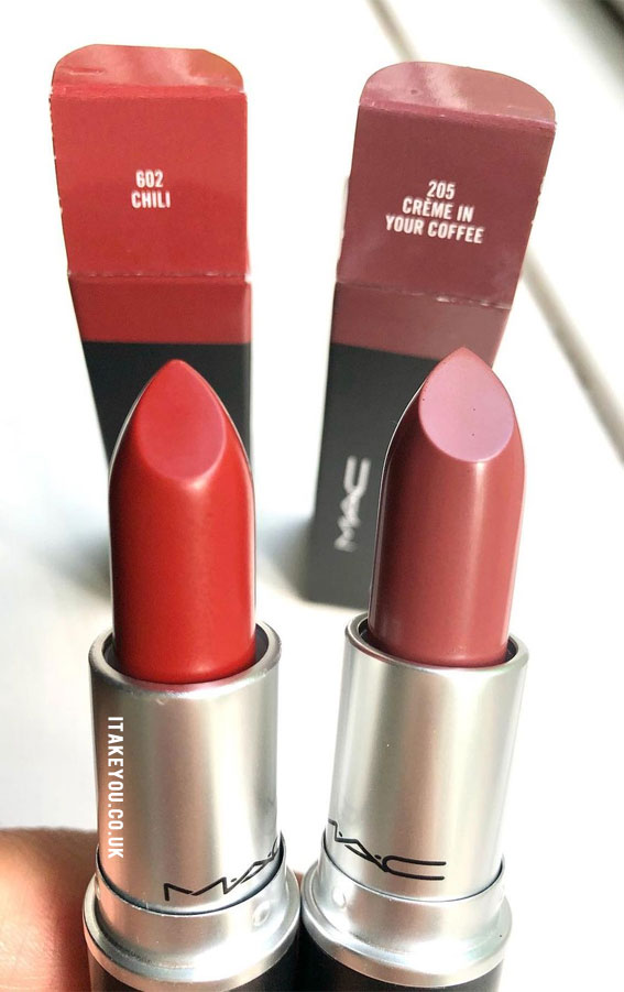 21 Mac Lipstick Shades & Combos : Mac Chili vs Mac Creme In Your Coffee