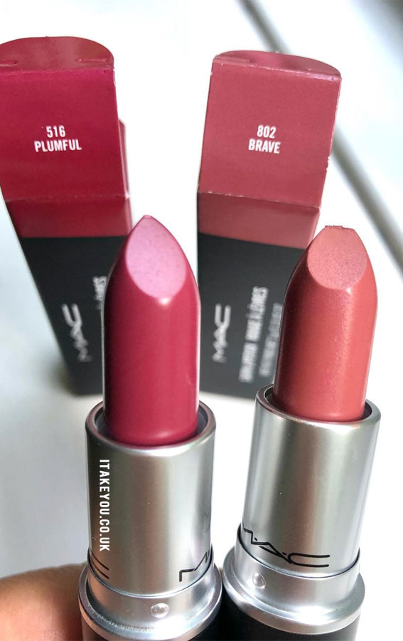 21 Mac Lipstick Shades & Combos : Mac Plumful vs Mac Brave