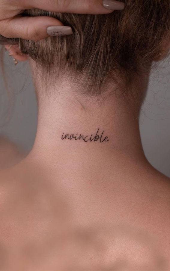 75 Unique Small Tattoo Designs & Ideas : Invincible Neck Tattoo I Take You  | Wedding Readings | Wedding Ideas | Wedding Dresses | Wedding Theme