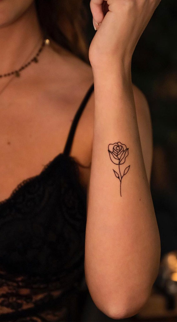 75 Unique Small Tattoo Designs & Ideas : Rose Tattoo on Arm I Take You