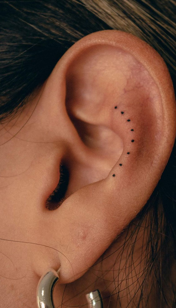 75 Unique Small Tattoo Designs & Ideas : Tiny Dots on Ear