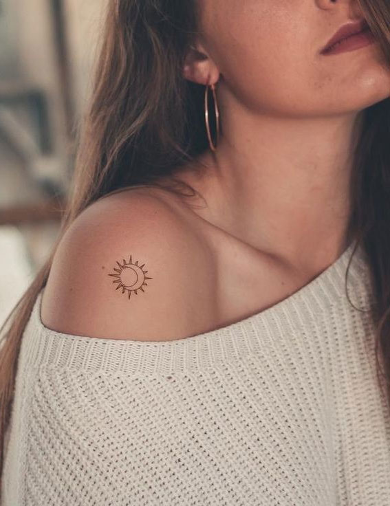 75 Unique Small Tattoo Designs & Ideas : Crescent Moon and Sun I Take You |  Wedding Readings | Wedding Ideas | Wedding Dresses | Wedding Theme