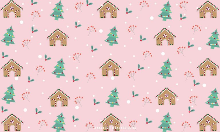 20+ Christmas Wallpaper Ideas : Gingerbread House Pink Background I ...