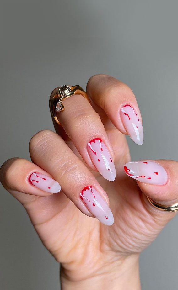 30+ Spooky Halloween Nail Ideas : Cute Vampire Cuff Nails 