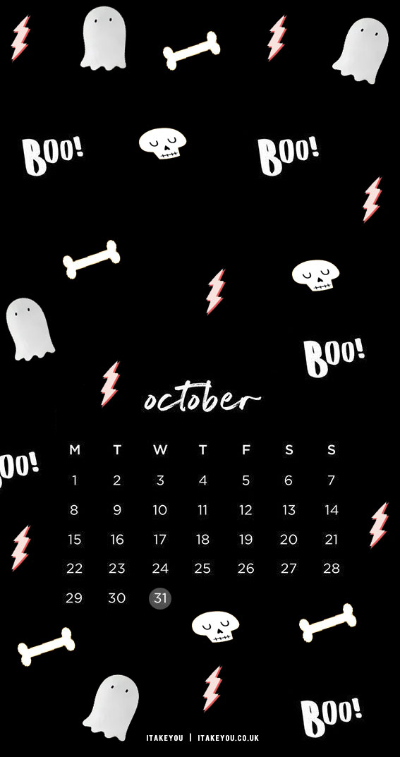 10+ Spooky Halloween Wallpaper Ideas : Lightning Black October Calendar ...