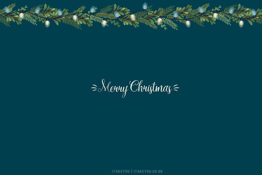 20+ Christmas Wallpaper Ideas : Christmas Garland Teal Background for Laptop/PC