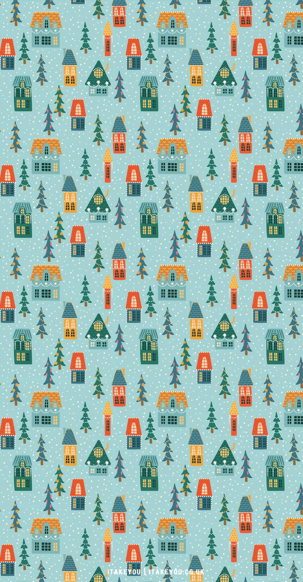 20+ Christmas Wallpaper Ideas : Cute Houses Blue Christmas Background