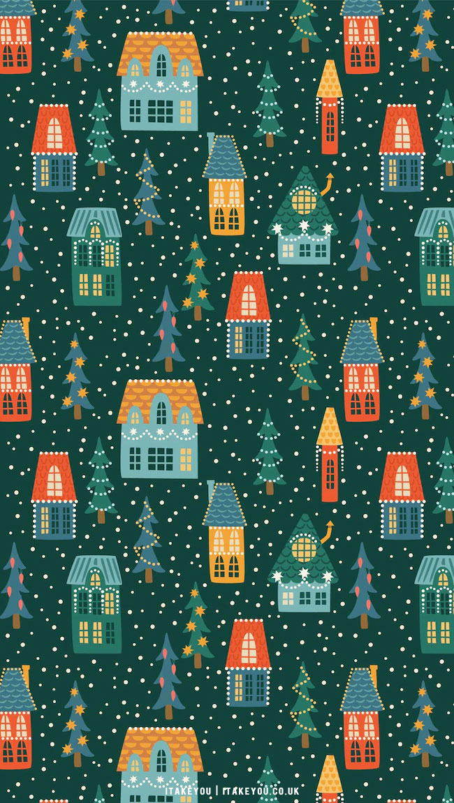 20+ Christmas Wallpaper Ideas : Cute Houses Green Christmas Background