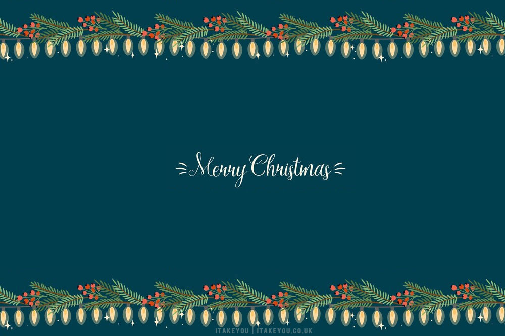 20+ Christmas Wallpaper Ideas : Garland Teal Background for Laptop/PC