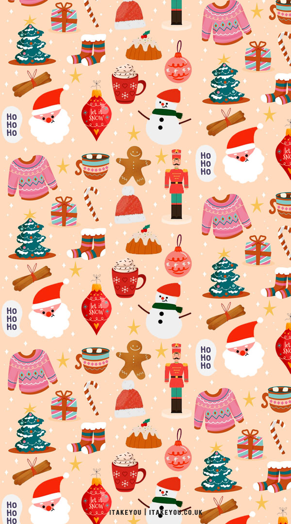 40+ Preppy Christmas Wallpaper Ideas : Pink Sweater, Pudding & Santa