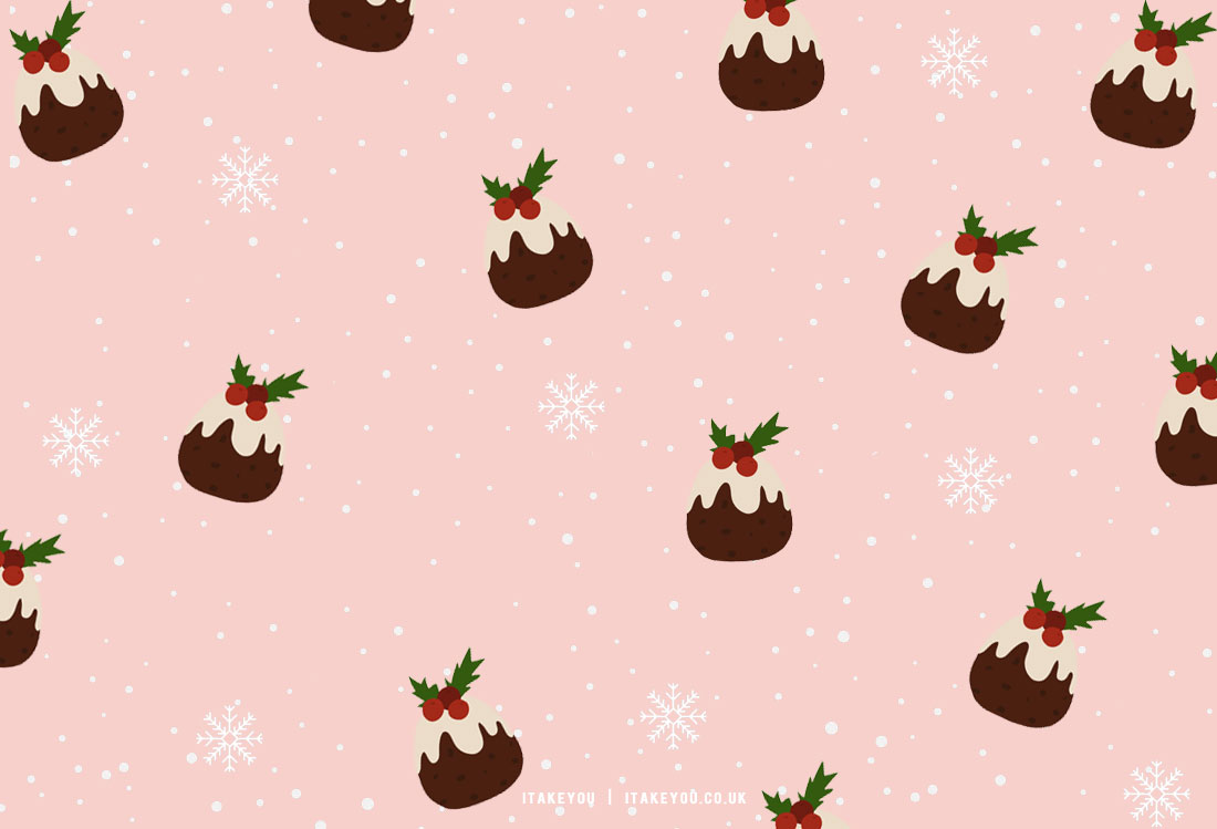 40+ Preppy Christmas Wallpaper Ideas : Christmas Pudding Wallpaper for PC/Laptop