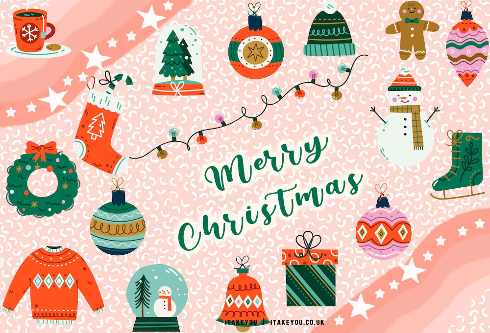 40+ Preppy Christmas Wallpaper Ideas : Santa Bag + Christmas Tree