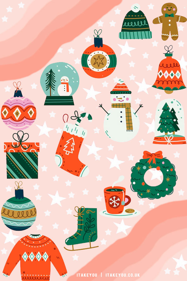 40+ Preppy Christmas Wallpaper Ideas : Pink Santa's Sack Wallpaper