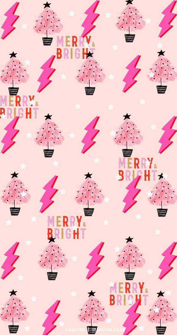 40+ Preppy Christmas Wallpaper Ideas : Merry & Bright + Pink Christmas Tree