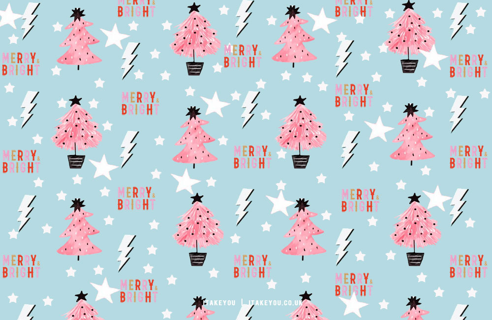 40+ Preppy Christmas Wallpaper Ideas : Merry & Bright Blue Background