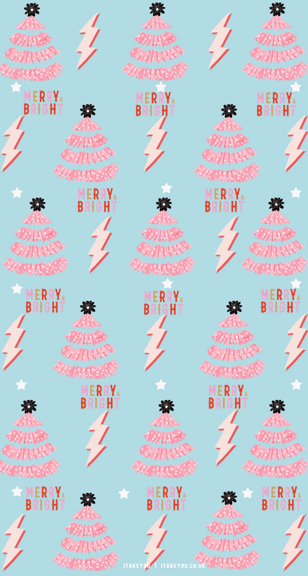 40+ Preppy Christmas Wallpaper Ideas : Pink Christmas Trees & Lightnings