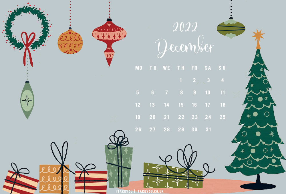 free download Desktop Background  Festive December Calendar  Botanical  PaperWorks