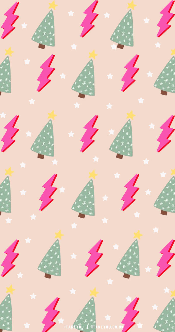 40+ Preppy Christmas Wallpaper Ideas : Hot Pink Lightnings