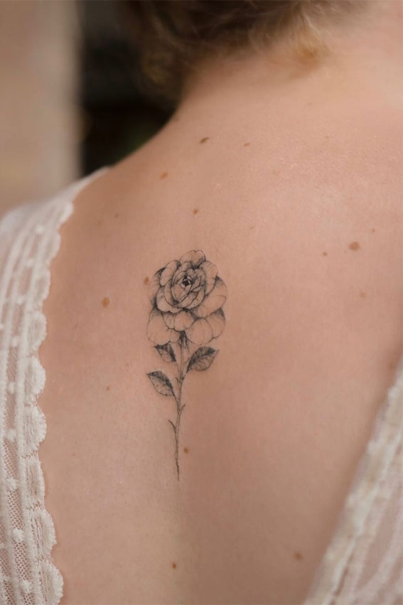 30+ Beautiful Flower Tattoo Ideas : A Beautiful Rose Tattoo on Spine I Take You