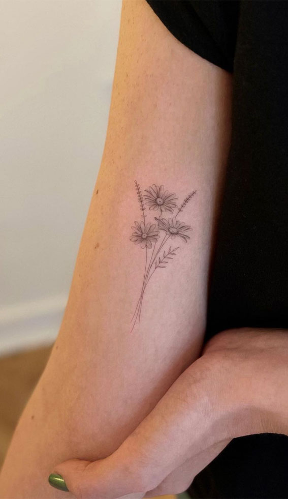 30+ Beautiful Flower Tattoo Ideas : A Bunch of Daisy I Take You